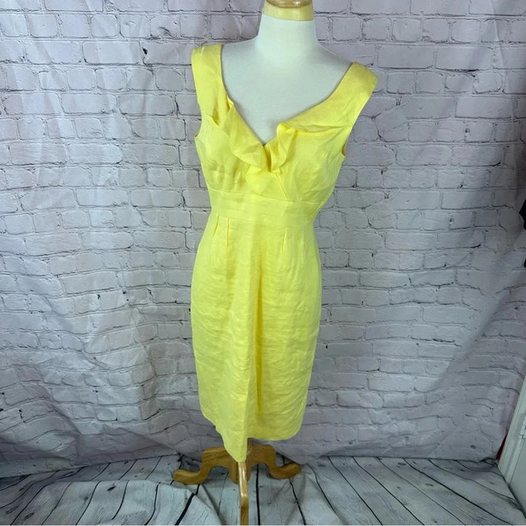 antonio melani yellow linen blend sheath dress size 6 - Picture 1 of 9